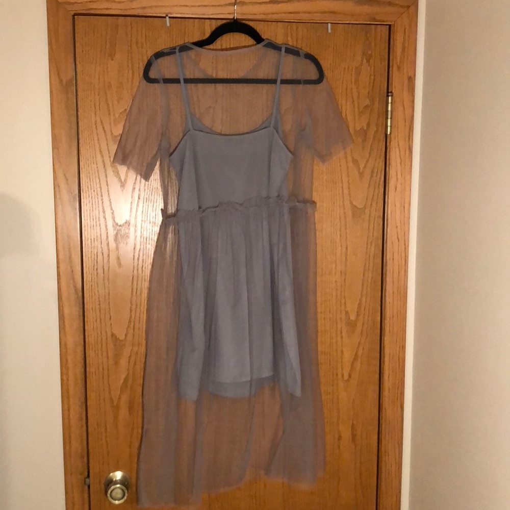 Topshop Mini Dress with Mesh Overlay